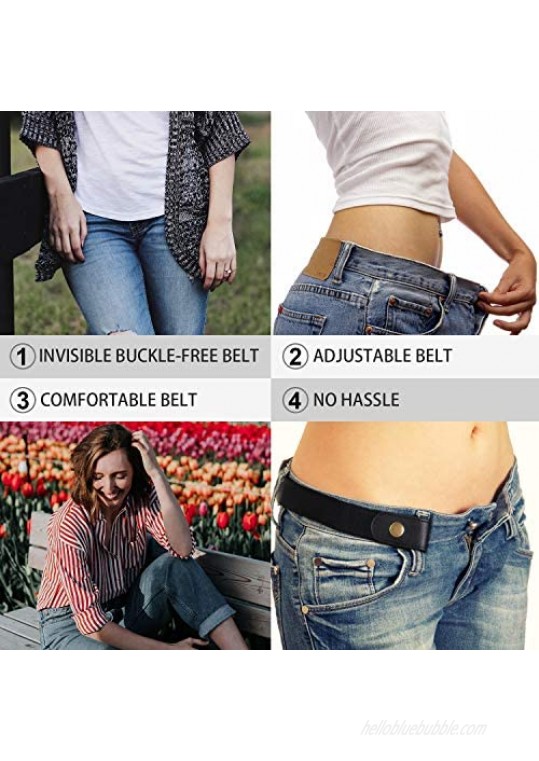 3 Pieces 4 Pieces Buckle Free Adjustable Women Belt WHIPPY No Buckle Invisible Elastic Belt for Jeans Pants