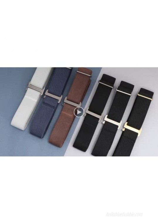 4 Pack Invisible Women Stretch Belt No Show Elastic Web Strap Belt with Flat Buckle for Jeans Pants Dresses