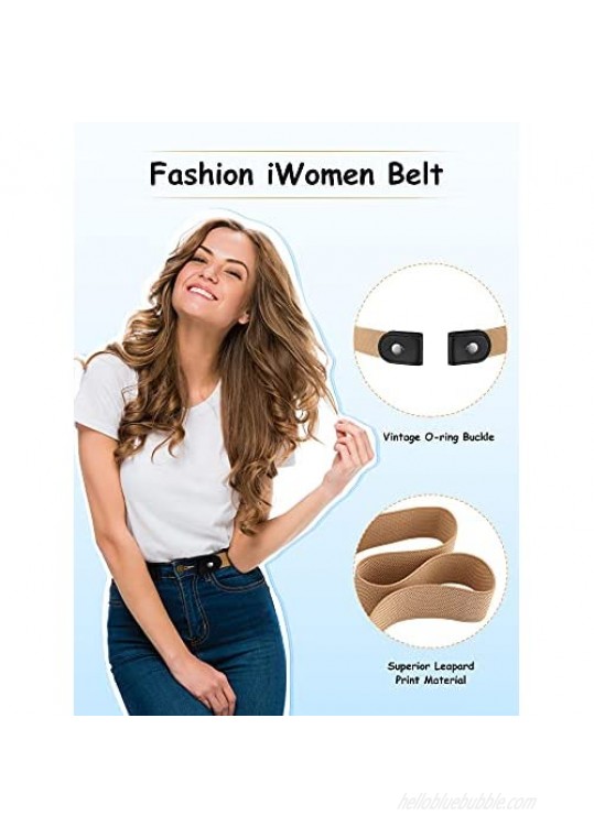 4 Pieces No Buckle Stretch Belt Adjustable Unisex Belt Invisible Elastic Belt for Men Women Jeans Pants Skirts