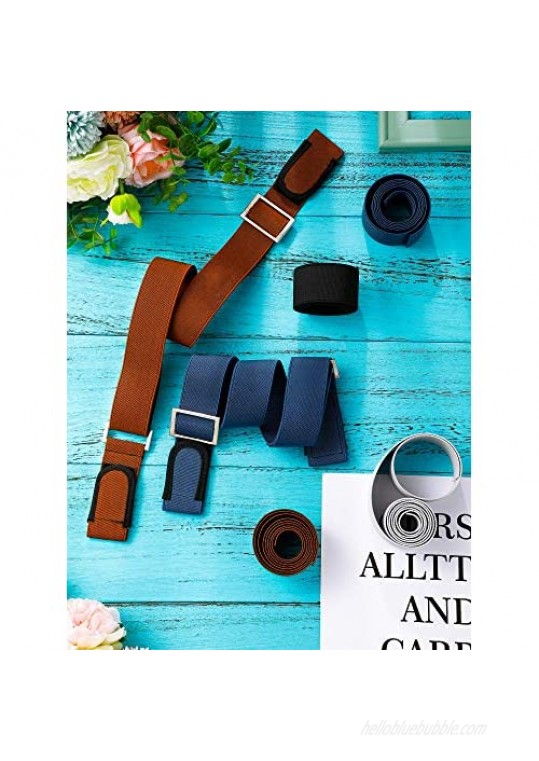 4 Pieces No Buckle Stretch Belt Elastic Invisible Buckless Belt for Jeans Pants
