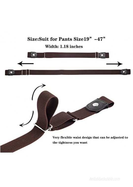 6 Pieces Unisex No Buckle Stretch Belt Adjustable No Buckle Waist Belt Invisible Elastic Belt for Jeans Pants Skirts