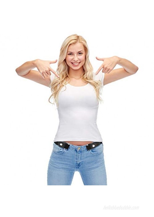 6 Pieces Unisex No Buckle Stretch Belt Adjustable No Buckle Waist Belt Invisible Elastic Belt for Jeans Pants Skirts