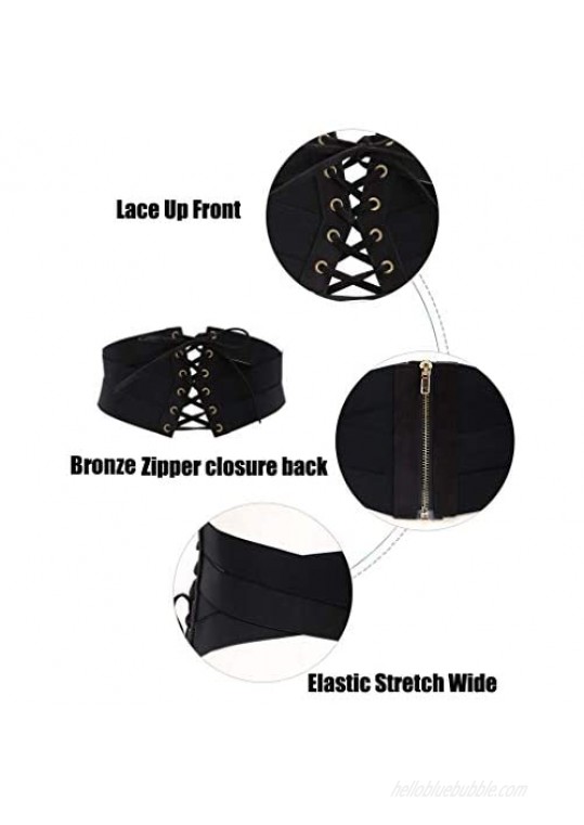 Aecibzo Women's Elastic Stretch Wide Band Waspie Corset Waist Belt