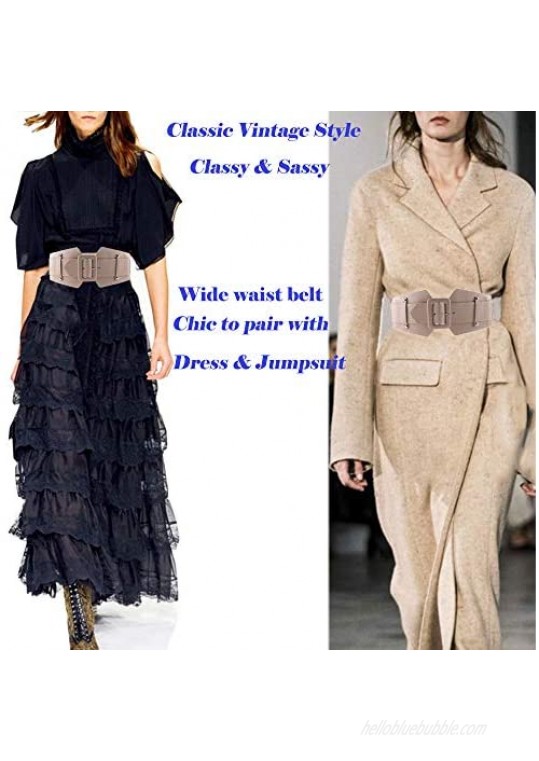 ALAIX Women's Stretchy Belt for Dresses Jumpsuit Coat Vintage Elastic Wide Waist Belt Waistband