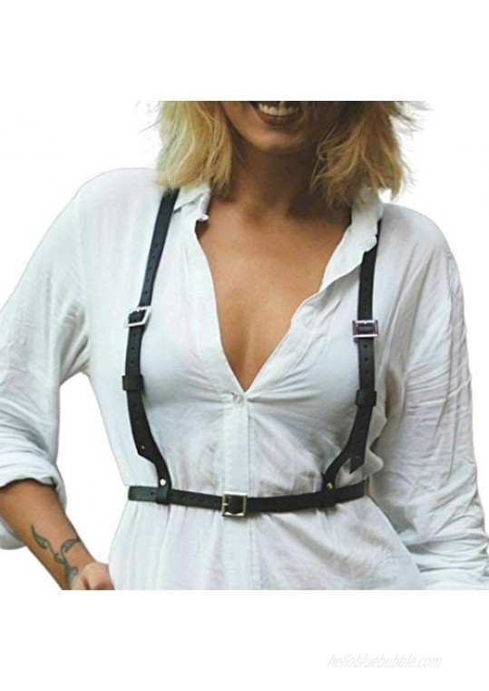 Bodiy Punk Waist Harness Belt Fashion Black Adjustable Waist Belt Strappy Body Accessories Jewelry for Women and Girls