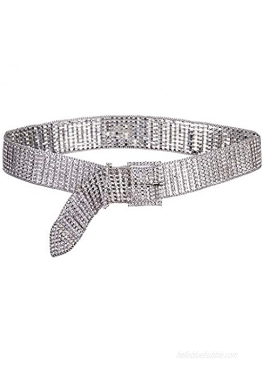 Dubulle Women Belt Rhinestone Crystal Pearl Belts Bridesmaid Bridal Sashes Silver Shiny Beaded Waistband