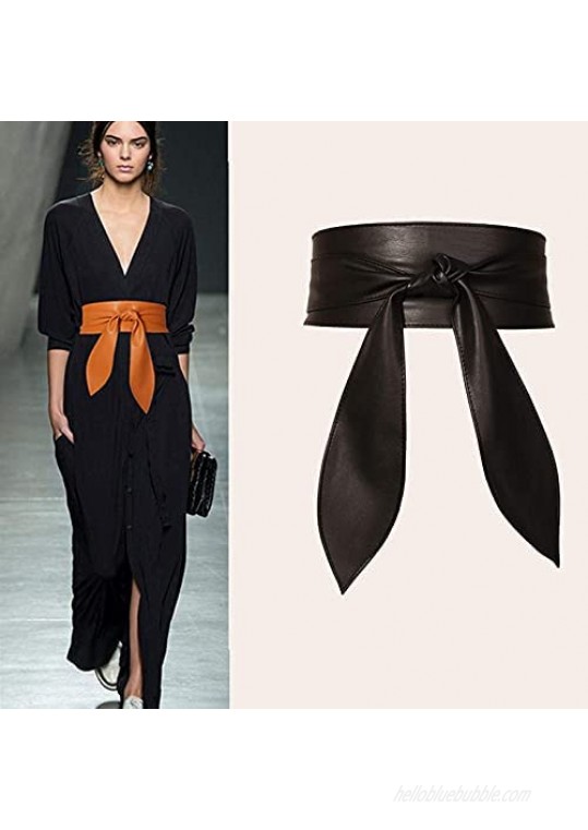 Earnda Women's Obi Belt Wrap Faux Leather Waistband Cinch for Dress Wide