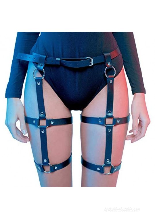 HOMELEX Women's Leg Harness Caged Thigh Holster Garters Harajuku Waist Gothic Rings Belt for Rave Outfits