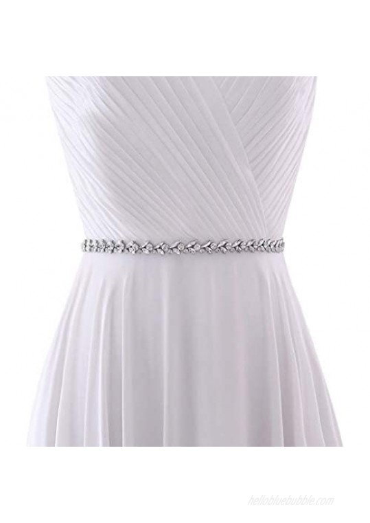 HONGMEI Rhinestone Thin Bridal Belt Wedding Dress Belt Handmade Sash for Bride and Bridesmaid