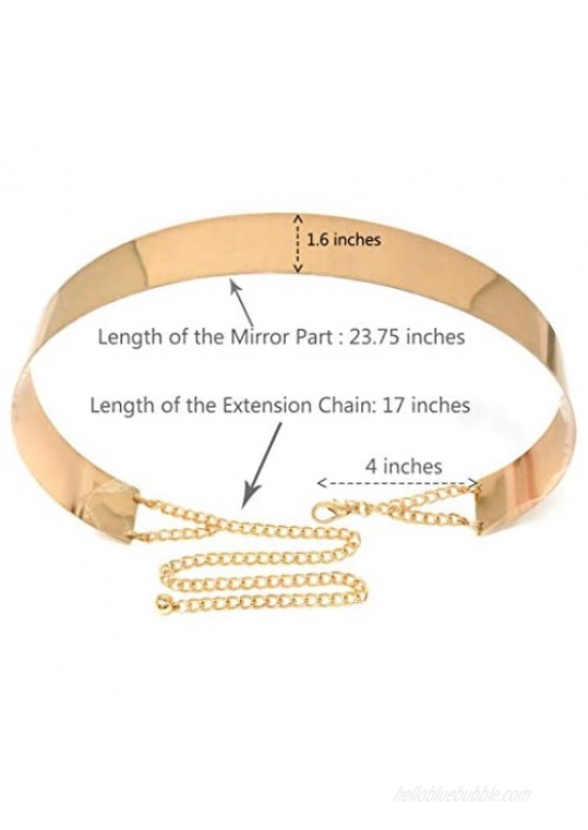 Metal Polished Plain Mirror Waist Chain Belt in Gold Silver Rose Gold Tone