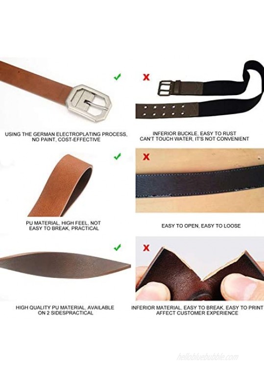 Reversible Leather Belts for Women with 1.25 Wide Solid Brown Western Waist Sash Waistband Men Silver belt Buckle