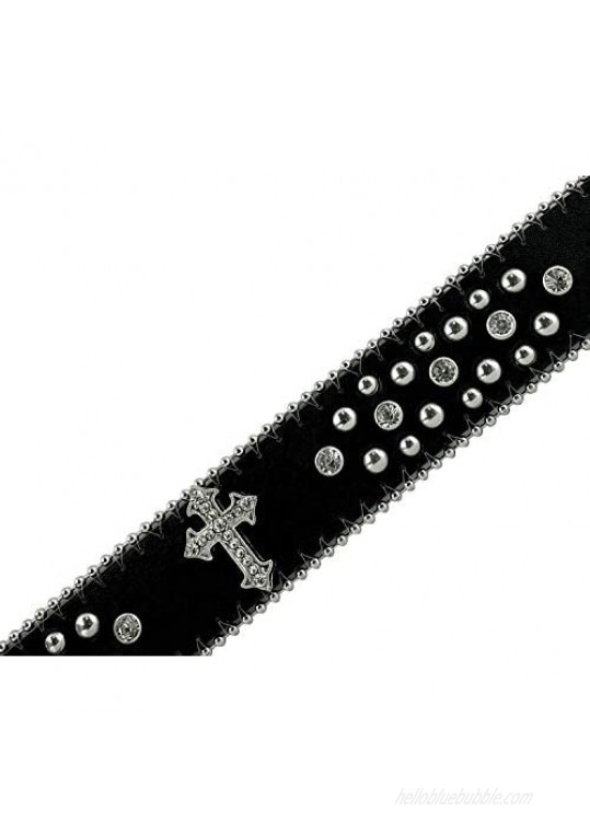 Rhinestone Belt Fashion Western Crystal Bling Studded Design Leather Belt 1-1/2(38mm) wide