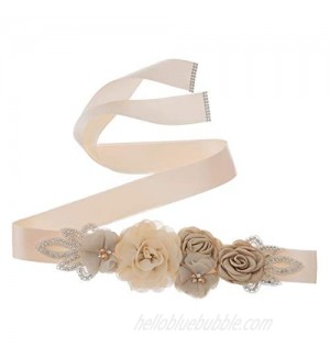 Sash Belt with Flowers Pearls Rhinestone for Wedding Bride/Baby Shower Dress