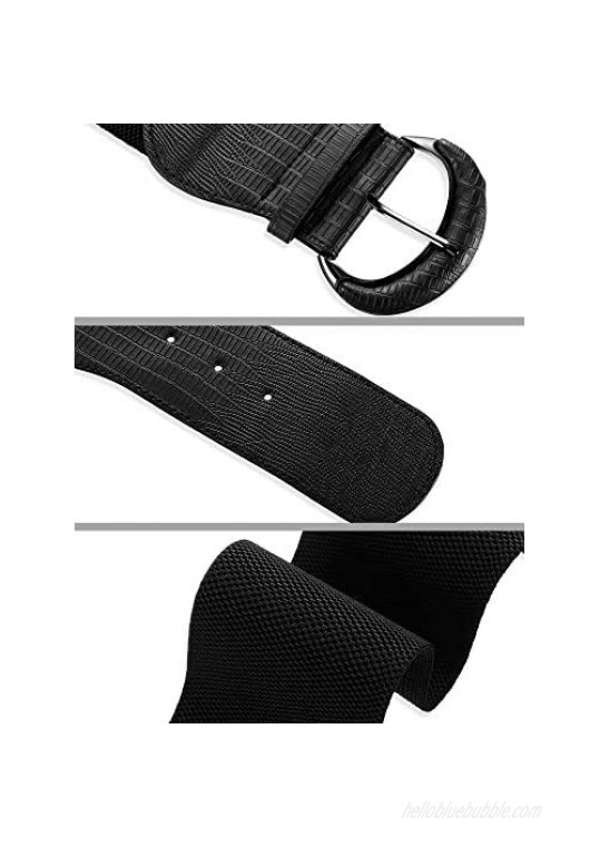 SATINIOR 3 Pieces Wide Women Waist Belt Stretchy Cinch Belt Leather Elastic Belt for Ladies Dress Decoration Black Khaki Beige One Size