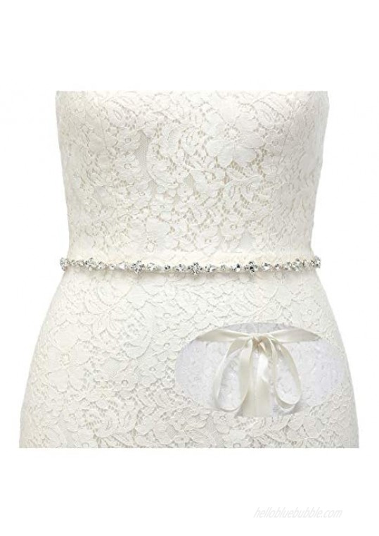 SWEETV Rhinestone Bridal Belt Bridesmaid Sash Crystal Wedding Belt Headband Women Dress Accessories