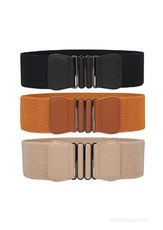 Swtddy 3 Pack Women's Elastic Wide Stretchy Waist Cinch Belt Waistband For Dresses
