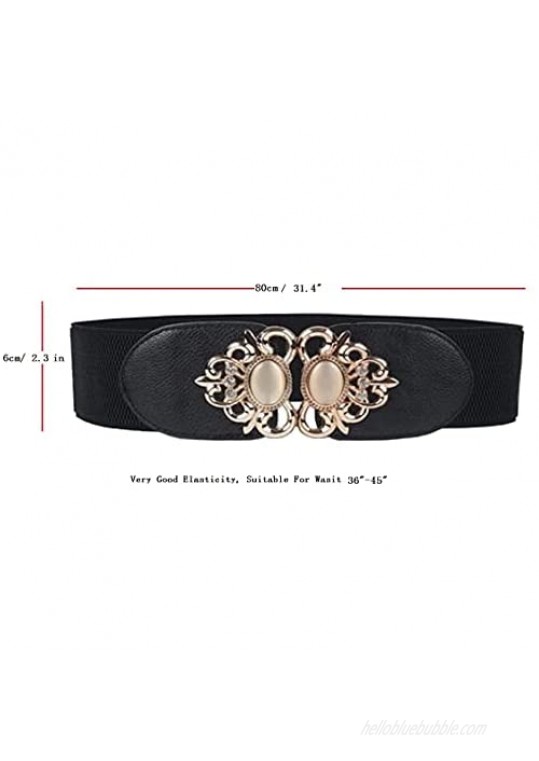 Swtddy 3 Pack Womens Vintage Wide Elastic Stretch Waist Belt For Dresses