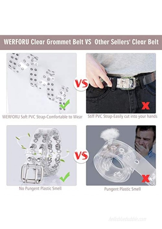 WERFORU Clear Double Grommet Belts With Holes for Women Men Teens E Girls Transparent PVC Belt for Jeans Pants
