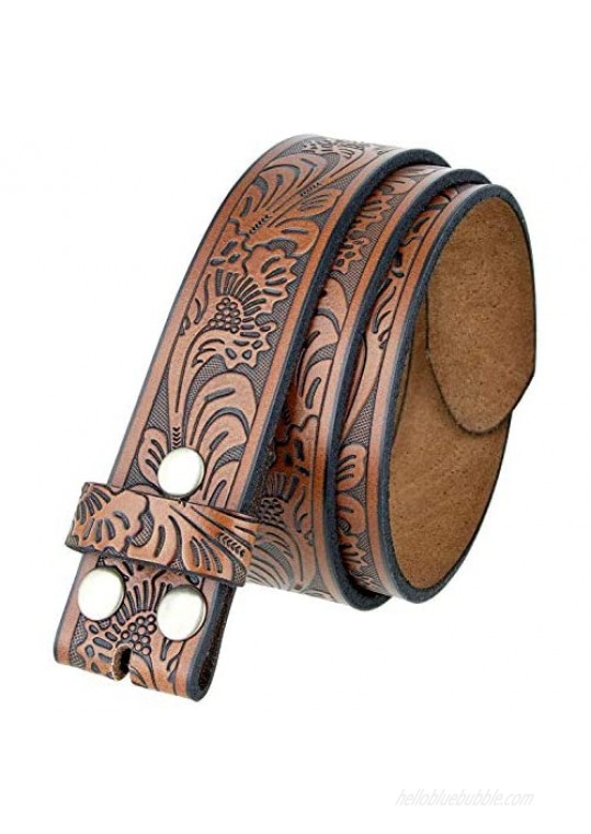 Western Floral Engraved Embossed Tooled Genuine Leather Belt Strap or Belt 1-1/2"(38mm) Wide  Multi-Style Options