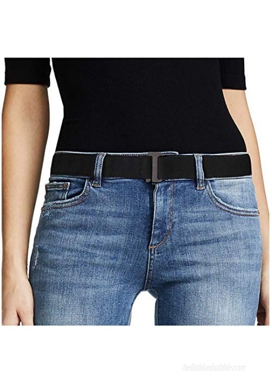 Women No Show Invisible Elastic Stretch Belt Waist Belt with Flat Buckle