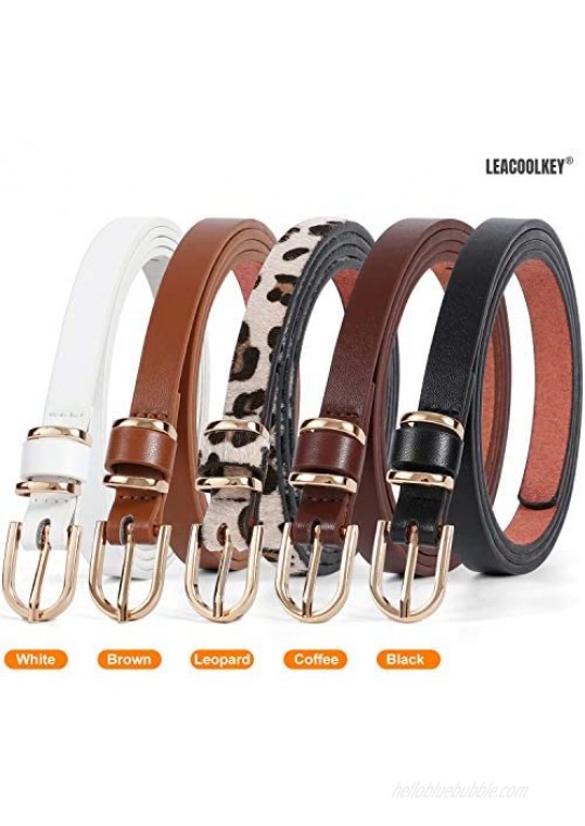 Women Skinny Leather Belt for Dress for Jeans-Ladies Waist Belt with Gold Buckle