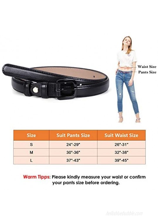 Women Skinny Leather Belt Thin Waist Jeans Belt for Pants in Pin Buckle Belt by WHIPPY