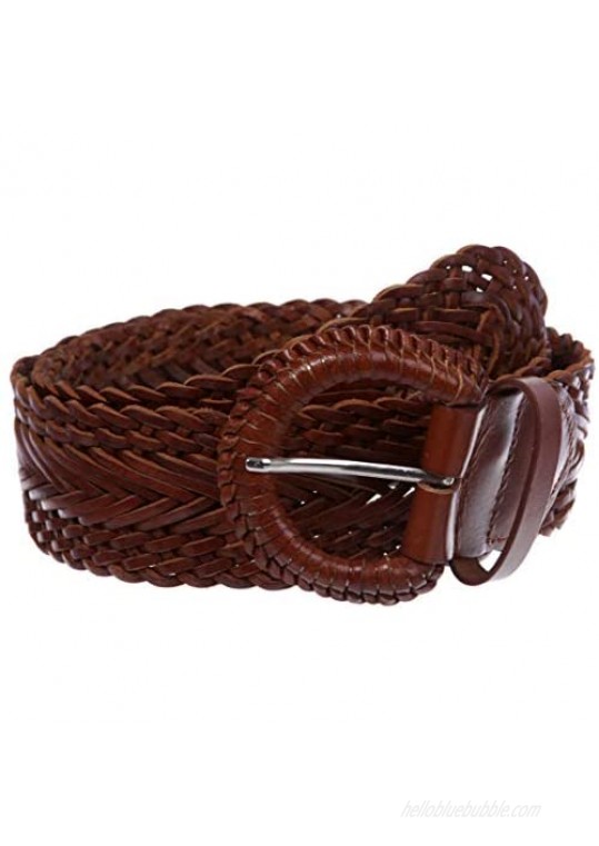 Women's 2" Wide Braided Woven Round Leather Belt