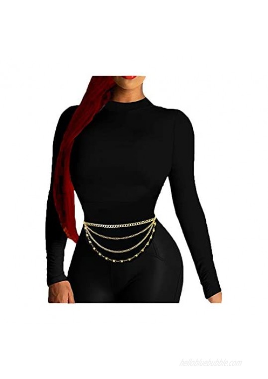 Women's Dressy  Casual Hang Low Multi Link Chain 4 Layer Waist Chain Belt in Gold  Silver Tone