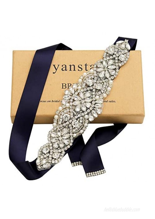 Yanstar Handmade Bridal Belt Wedding Belts Sashes Rhinestone Crystal Beads Belt For Bridal Gowns