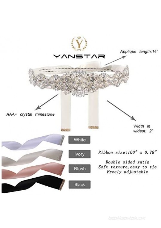 Yanstar Handmade Rhinestone Bridal Belt Wedding Sash Belt for Bridesmaid Dress