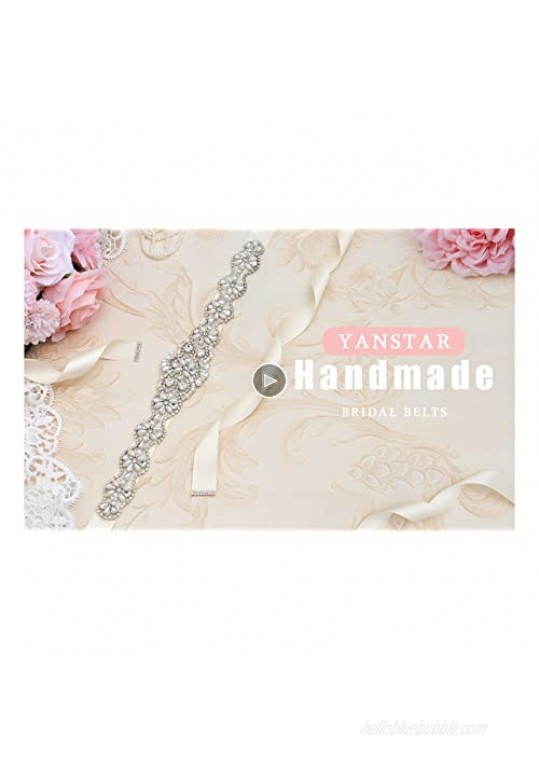 Yanstar Handmade Rhinestone Bridal Belt Wedding Sash Belt for Bridesmaid Dress