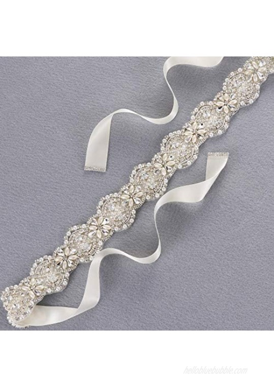 Yanstar Wedding Belt Rhinestone Crystal Pearl Belts Wedding Bridal Belts Bridal Sashes