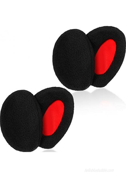 2 Pairs Bandless Earmuffs Ear Warmers Fleece Ear Covers Winter Ear Muffs (Black  3.3 x 2.4 Inch)