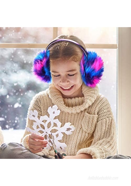 2 Pieces Ear Muff Winter Warm Fluffy Earmuffs Faux Fur Ear Muff Dazzle Color for Women Girls Mom Daughter Christmas Outdoor Ear Warmers