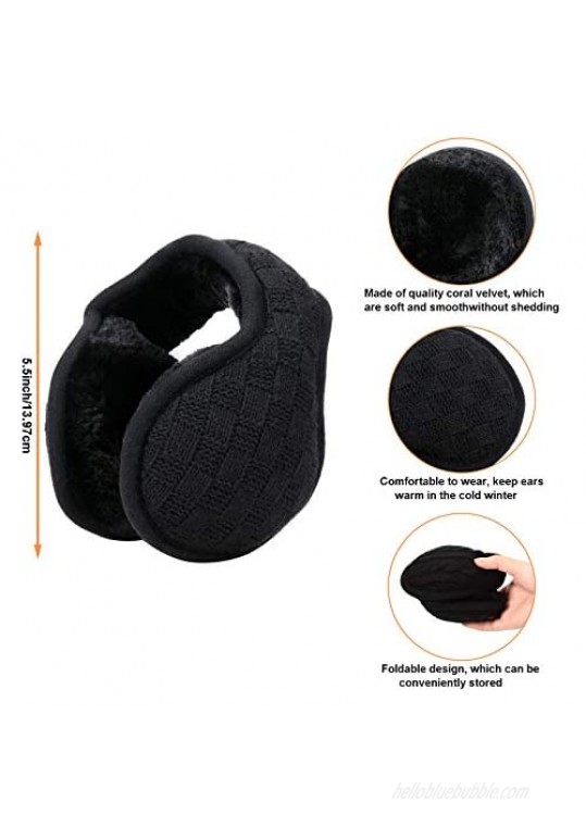 2 Pieces Foldable Ear Warmers and 2 Pieces Bandless Ear Warmers Earmuffs Winter Outdoor Accessories for Men Women