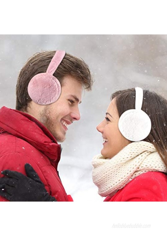2 Pieces Fur Earmuffs Winter Plush Ear Warmer Women Foldable Adjustable Ear Muff