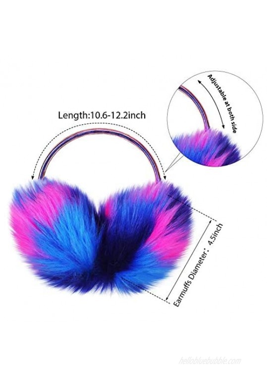 3 Pieces Ear Muff Colorful Earmuff Winter Furry Ear Warmer Covers for Women Girls Christmas Cold Weather