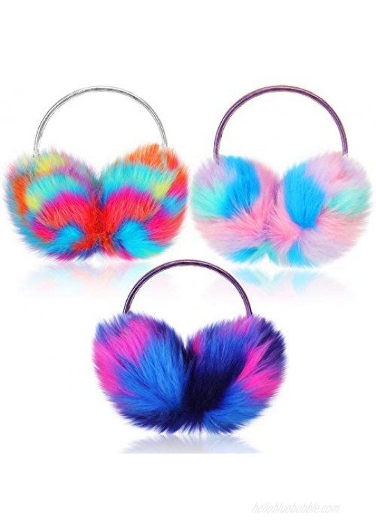 3 Pieces Ear Muff Colorful Earmuff Winter Furry Ear Warmer Covers for Women Girls Christmas Cold Weather