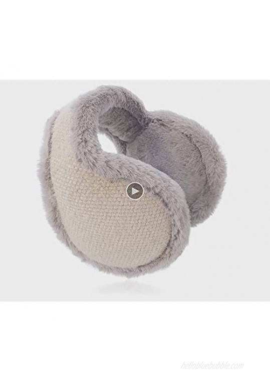 Bienvenu Women Winter Ear Muffs Unisex Knit Foldable Ear Warmers Fuzzy Warm Earmuffs Ear Protection