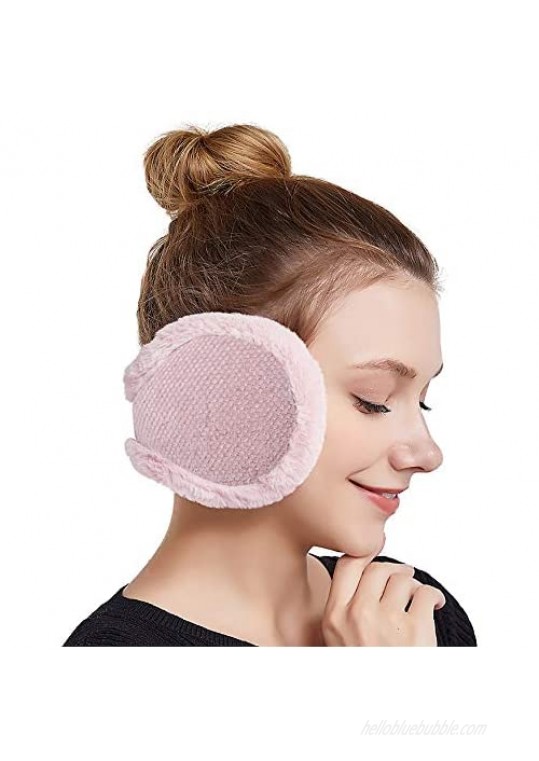 Bienvenu Women Winter Ear Muffs  Unisex Knit Foldable Ear Warmers  Fuzzy Warm Earmuffs Ear Protection