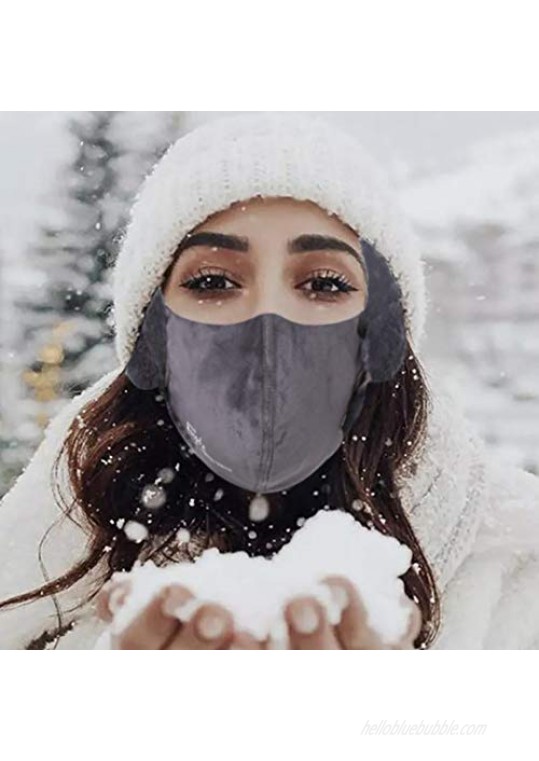 Campsis Crystal Face Mask with Winter Ear Muffs Warm Windproof Face Covering and Ear Warmers Winter Rhinestone Outdoor Masks Ball Prom Party Nightclub Face Accessories for Women and Girls