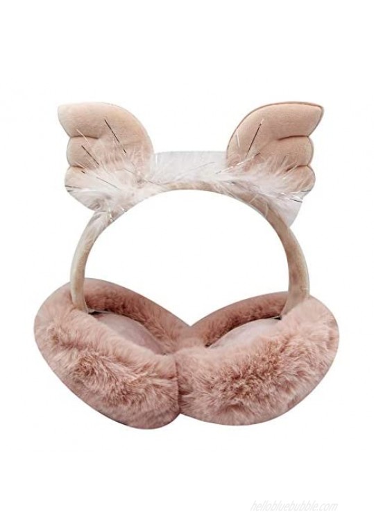 Cute Angel's Wings Furry Foldable EarMuffs Ear Cover Winter Thermal Earwarmer for Kids Girls Women