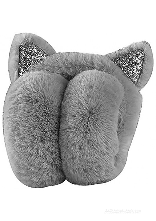 Cute Cat Earmuffs Winter Warm Faux Fur Outdoor Animal Ear Covers Headband Fur Earwarmer for Women Girls