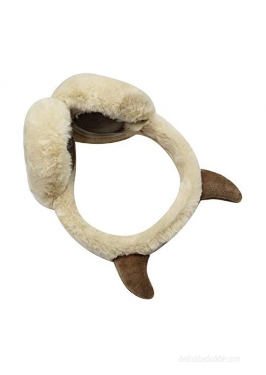 Cute Ox Horn Furry Foldable EarMuffs Ear Cover Winter Thermal Earwarmer for Kids Girls Women