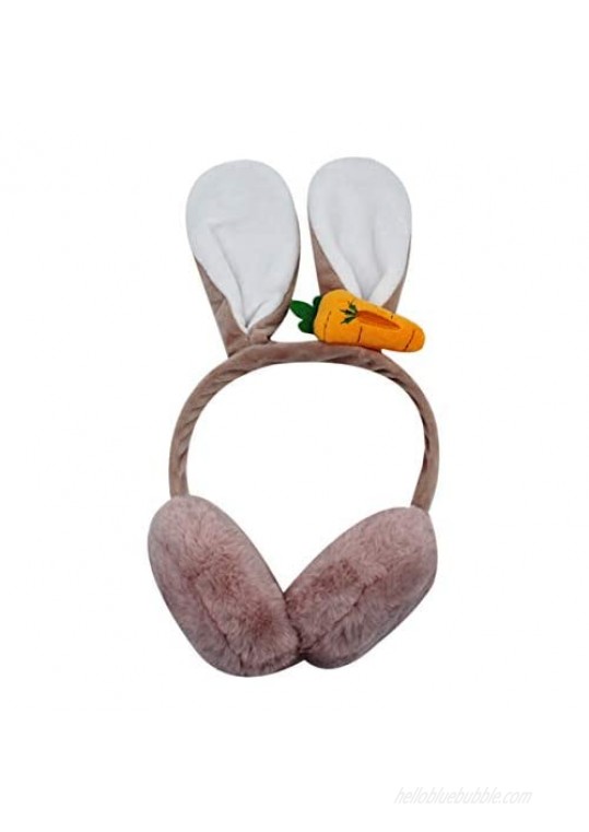 Cute Rabbit Ear Furry Foldable EarMuffs Ear Cover Winter Thermal Earwarmer for Kids Girls Women