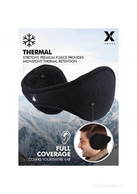 Ear Muffs for Men & Women - Winter Ear Warmers Behind the Head Style - Soft Fleece Black Earmuffs/Covers for Cold Weather