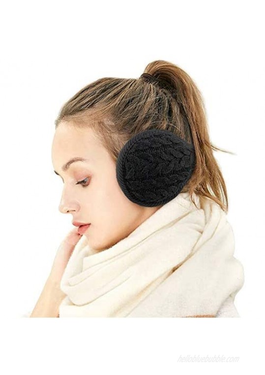 Ear Muffs for Womens/Mens - Winter Ear Warmers Soft & Warm Knit Furry Fleece Earmuffs Foldable Ear Covers for Cold Weather