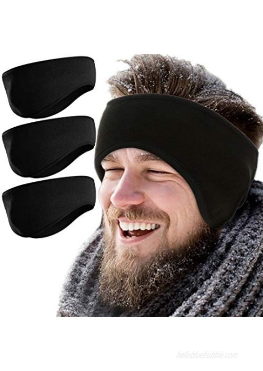 Fleece Ear Warmers for Women Men 3 Pcs Ear Muffs Covers for Winter Running Yoga Skiing Riding (Black)