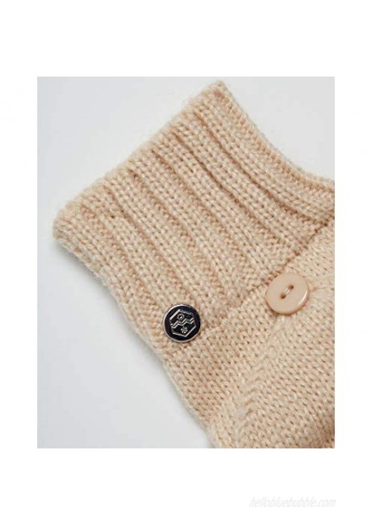 Khombu Womens Faux Fur Earmuff and Cable Knit Flip Top Glove Set