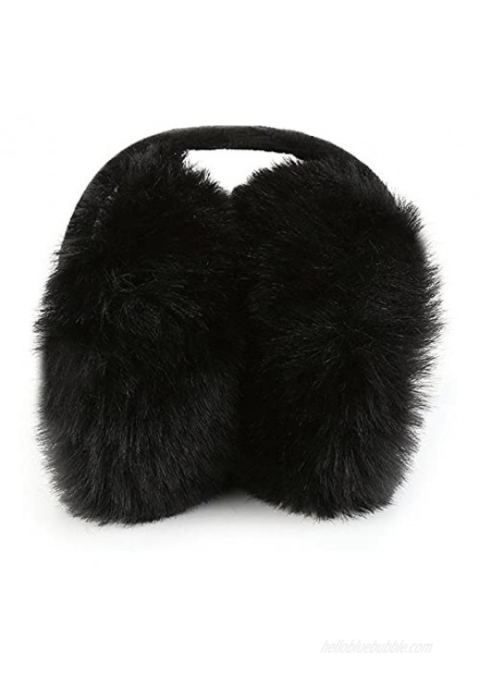 Sudawave Women Girls Winter Warm Ultra Soft Faux Fur Plush Earmuffs Ear Warmer Foldable